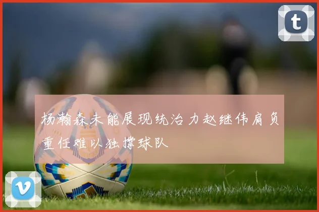 杨瀚森未能展现统治力赵继伟肩负重任难以独撑球队